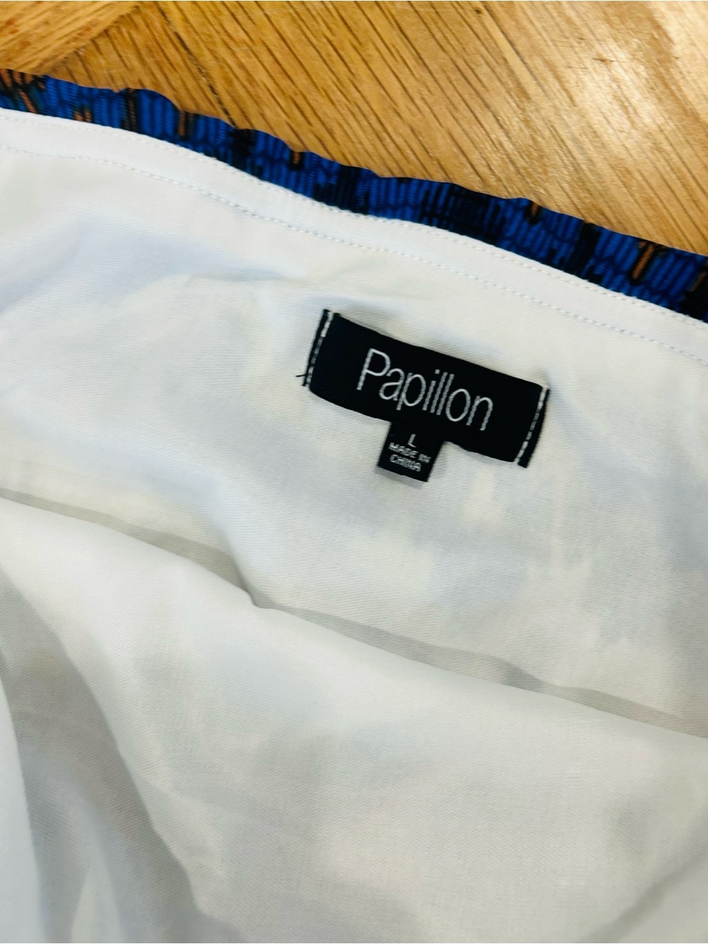 Papillon Blanc Royal Blue Strapless Maxi with Multicolor Geometric Border - Picture 5 of 5